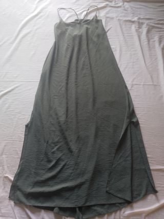 Prendisole lungo verde militare, incrociato dietro