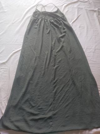 Prendisole lungo verde militare, incrociato dietro