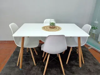 Mesa Comedor Blanca 4 Sillas