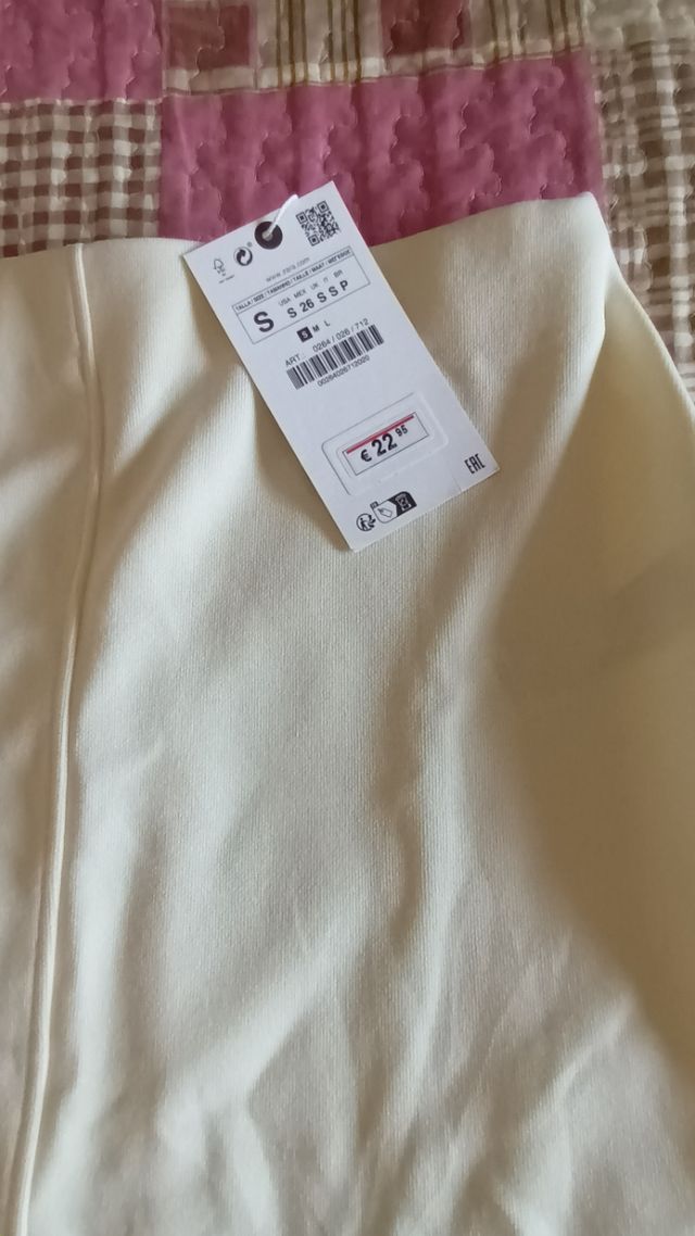 Falda midi Zara beige talla S
