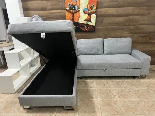 Sofá cama chaise longue FEBE - Gris