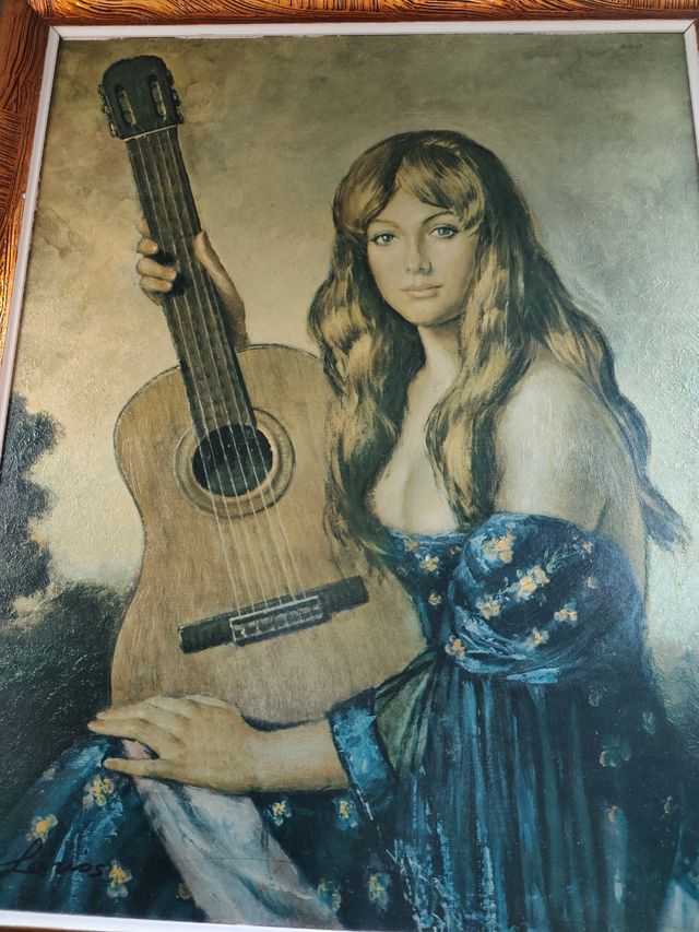 Cuadro al óleo: Mujer con guitarra