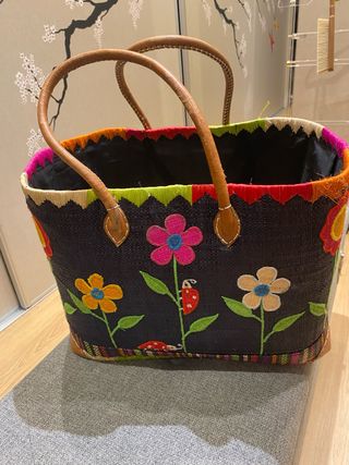 Bolso mimbre multicolor