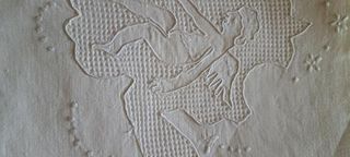 Lenzuolo lino bianco pizzo chiacchierino