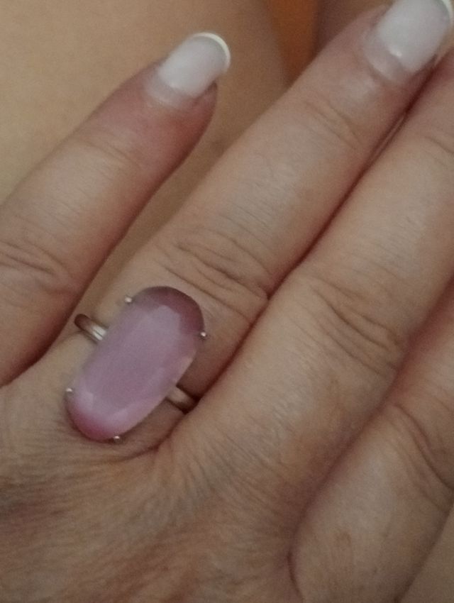 Anillo plata piedra rosa,ojo de gato ,ahora 65€