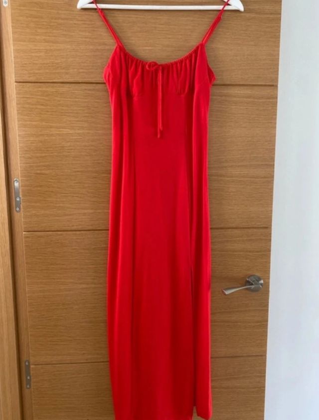 Vestido largo rojo Mango XS