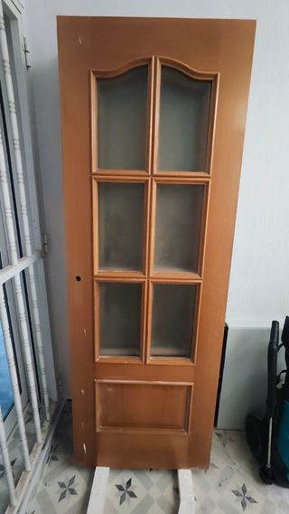 4 Puertas madera cristal - 4 unidades