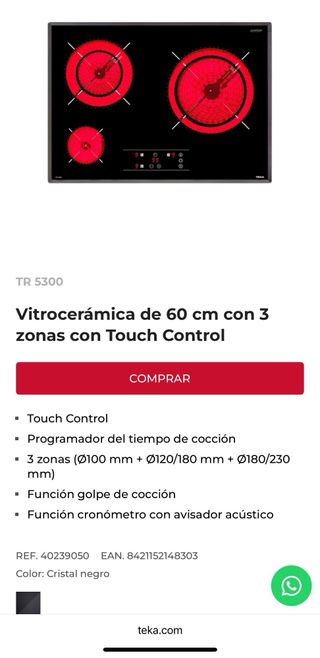 Vitrocerámica [dañada] TEKA TR 5300 - 3 zonas