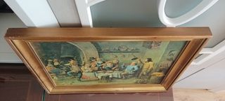 Cuadro antiguo cena señores