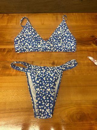 Bikini azul con flores - Talla S