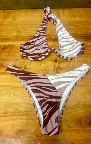 Bikini Zebra Marrón Rosa - Talla M