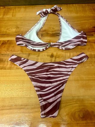 Bikini Zebra Marrón Rosa - Talla M