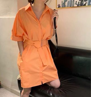 Vestido camisero naranja