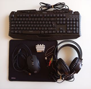KIT GAMING KROM - TECLADO + RATON + CASCOS MICRO