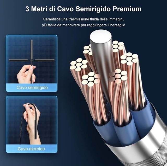 Endoscopio WIFI usbC 3 mt - iPhone & Android NUOVO