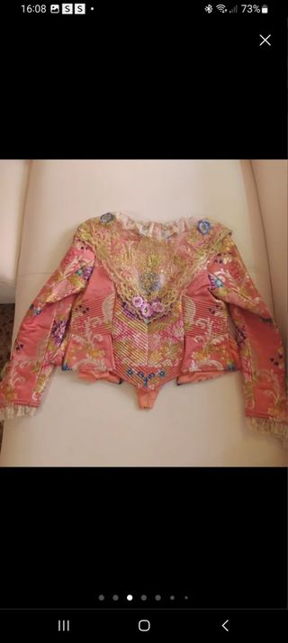 Traje de Fallera Rosa y Dorado