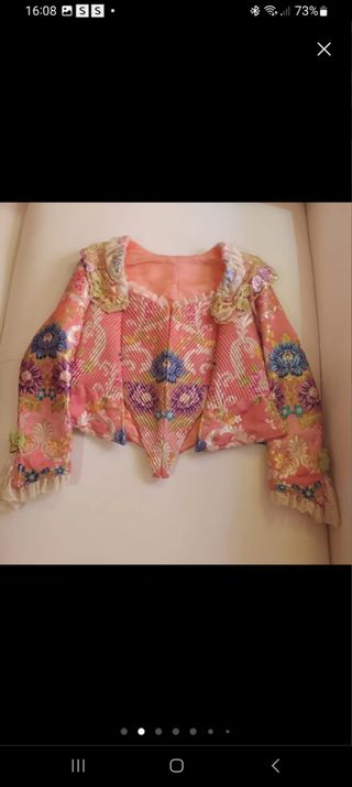 Traje de Fallera Rosa y Dorado