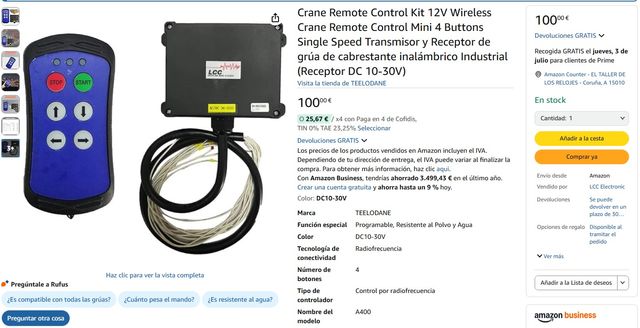 Control Remoto Grúa de Cabrestante Inalámbrico