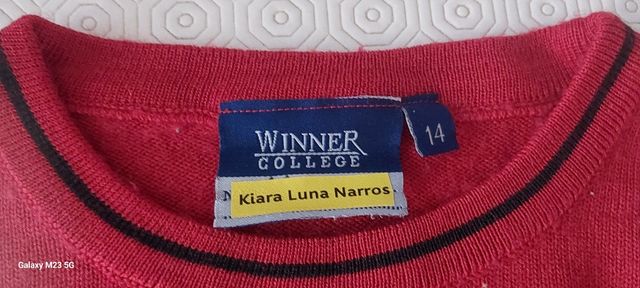 Jersey colegio El Valle talla 14