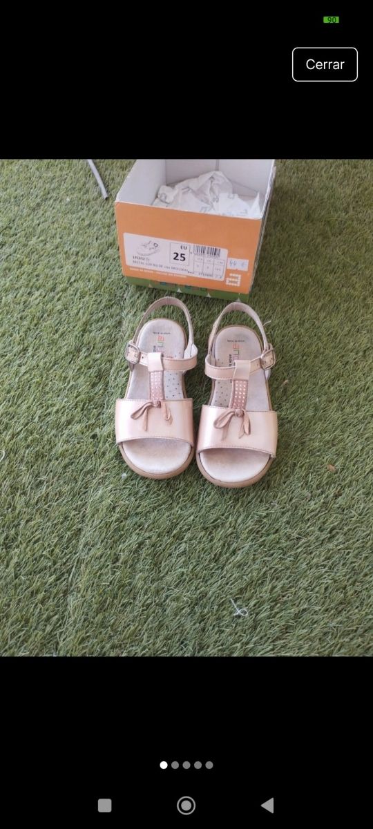 Sandalias niña piel dorada EU 25 andanines