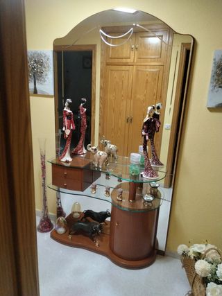 Consola recibidor madera-cristal escucho precio