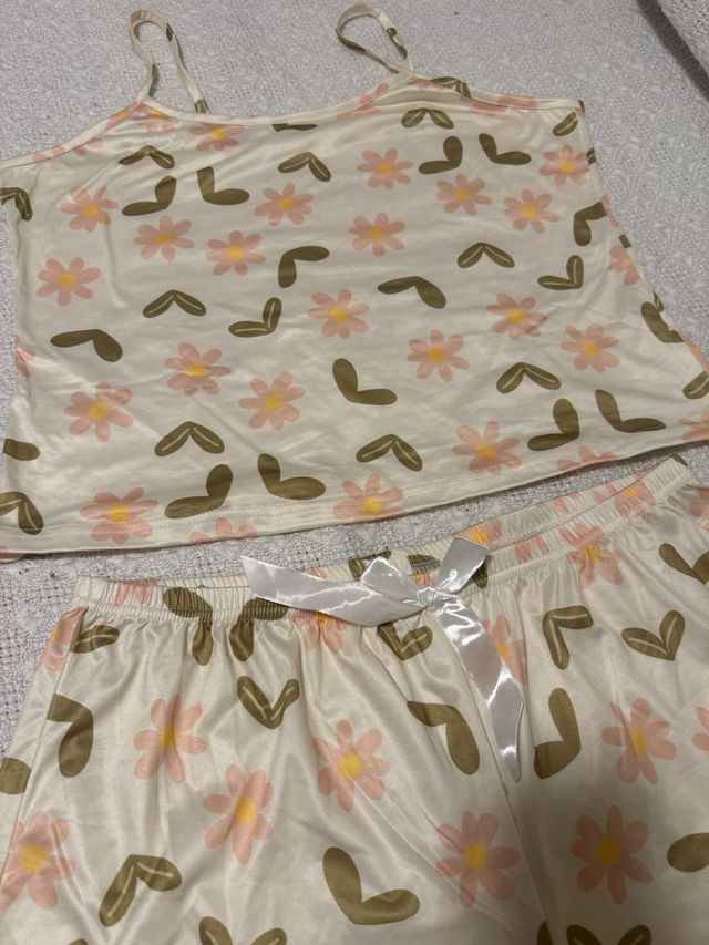 Pijama corto - beige y rosa