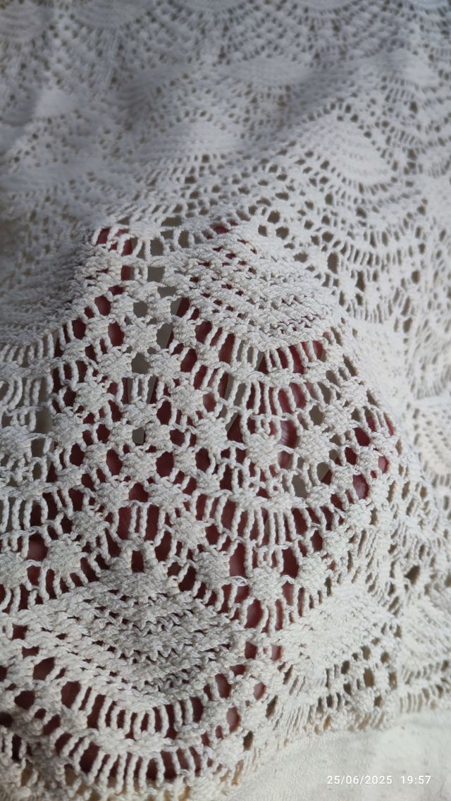 Maglia pizzo beige/bianco