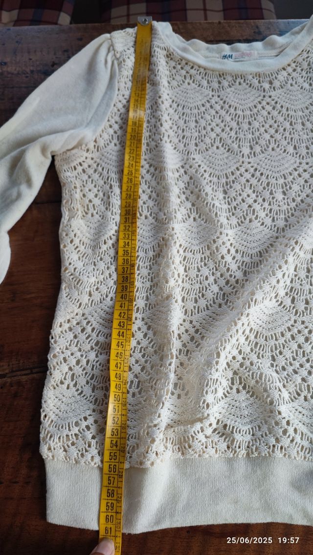 Maglia pizzo beige/bianco