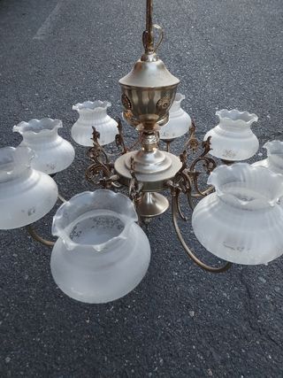 Araña 8 luces dorada