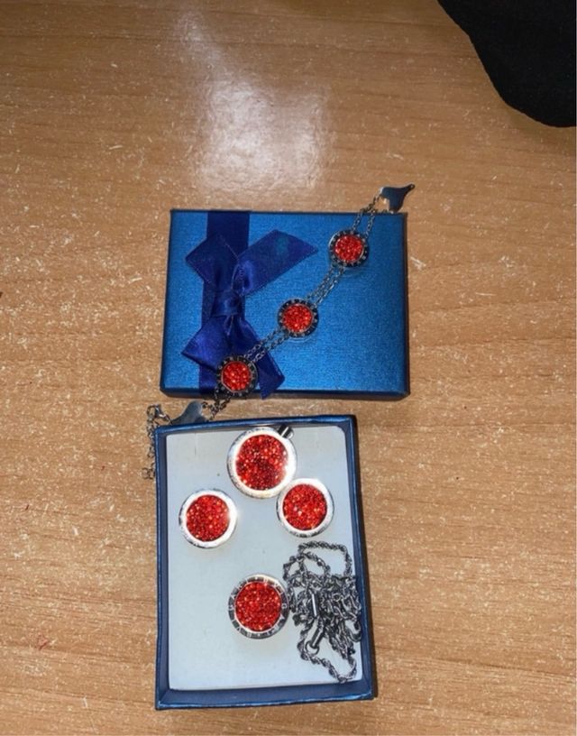 Set Gioielli Rosso Argento