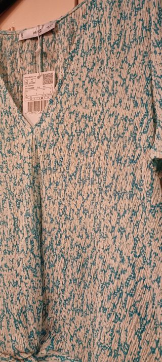 Mango BLUSA textura con nudo