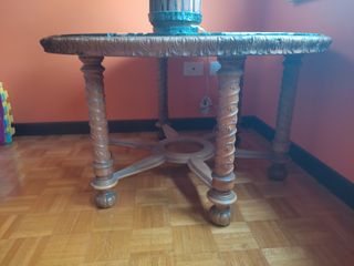 Tavolino marmo legno vintage