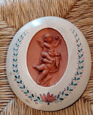 Quadretto ovale in cotto-ceramica