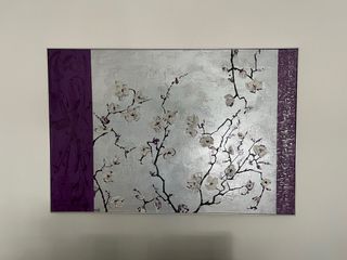 Cuadro decorativo - Flores plata y morado
