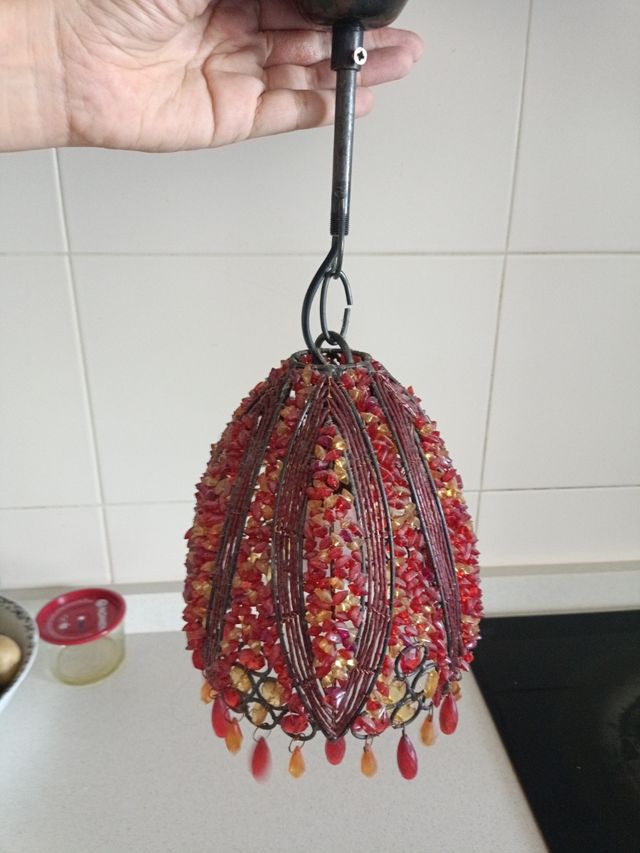 Lampara colgante cristal rojo-naranja