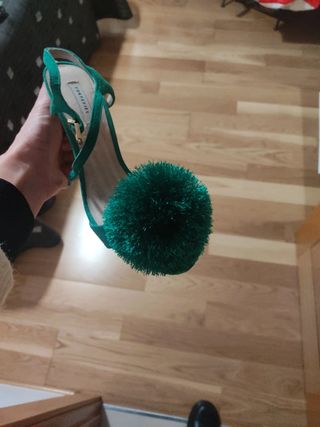 Sandalias tacón verde 37 - fiesta