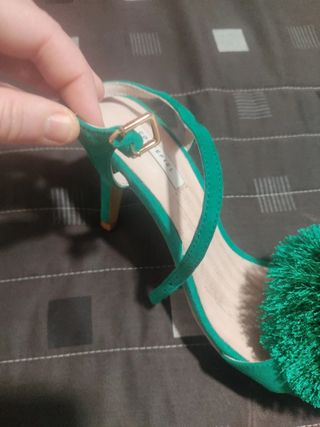 Sandalias tacón verde 37 - fiesta