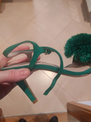 Sandalias tacón verde 37 - fiesta