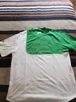 Camiseta Lacoste verde-blanca Talla 4 (M)