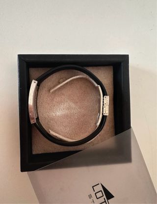 Pulsera Lotus hombre - negra y plata