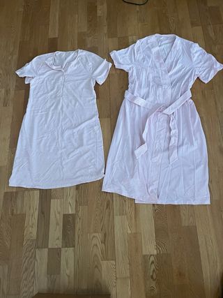 Camisón y Bata Rayas Rosa - Talla M - manga corta