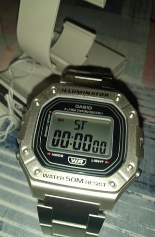 Reloj Casio W-218H - Cronógrafo, Alarma, luz led 