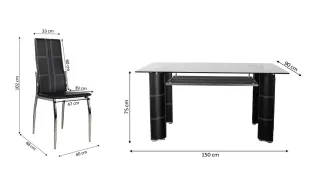 mesa de crital + 6 sillass en polipiel nuevas