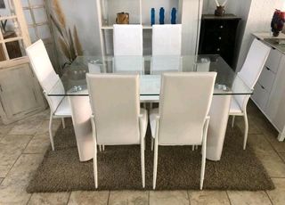 MEGA OFERTA MESA DE CRISTAL Y SEIS SILLAS BNG