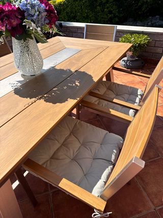 ¡Oportunidad! Mesa exterior aluminio - 6 sillas