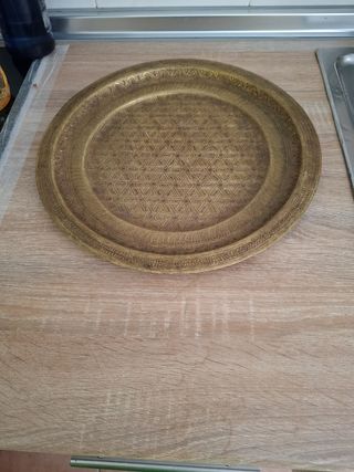 Bandeja metálica dorada vintage