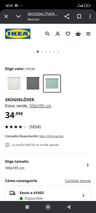 Estor SKOGSKLÖVER Ikea 100x195cm