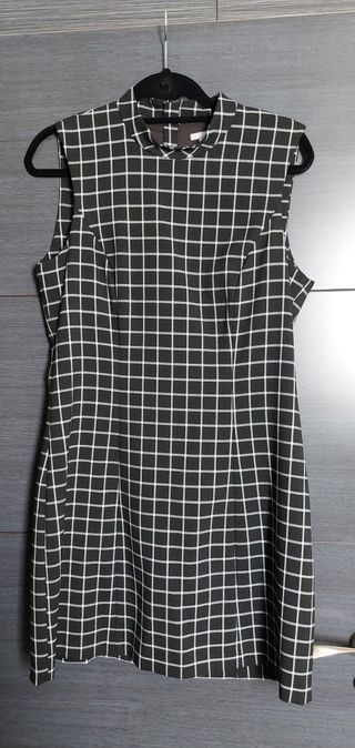 Vestido H&M cuadrille blanco y negro - Talla XL