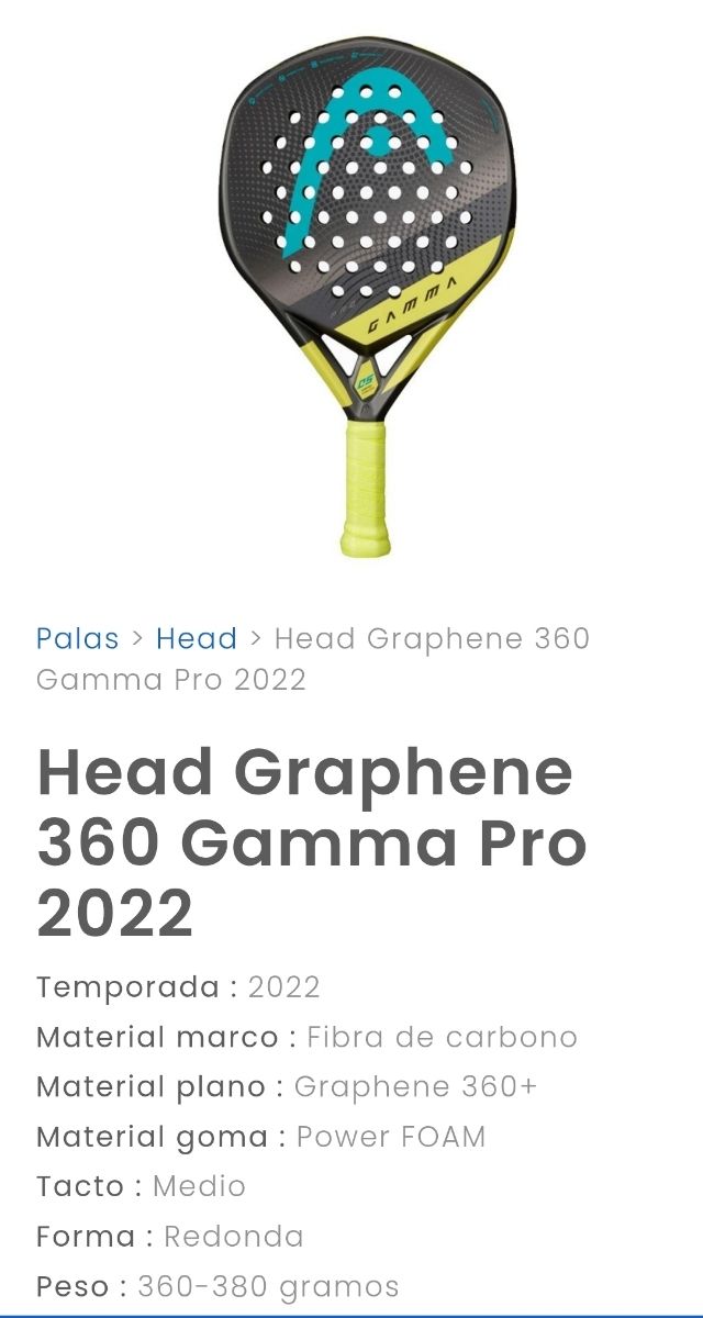 Pala Pádel Head Gamma Pro