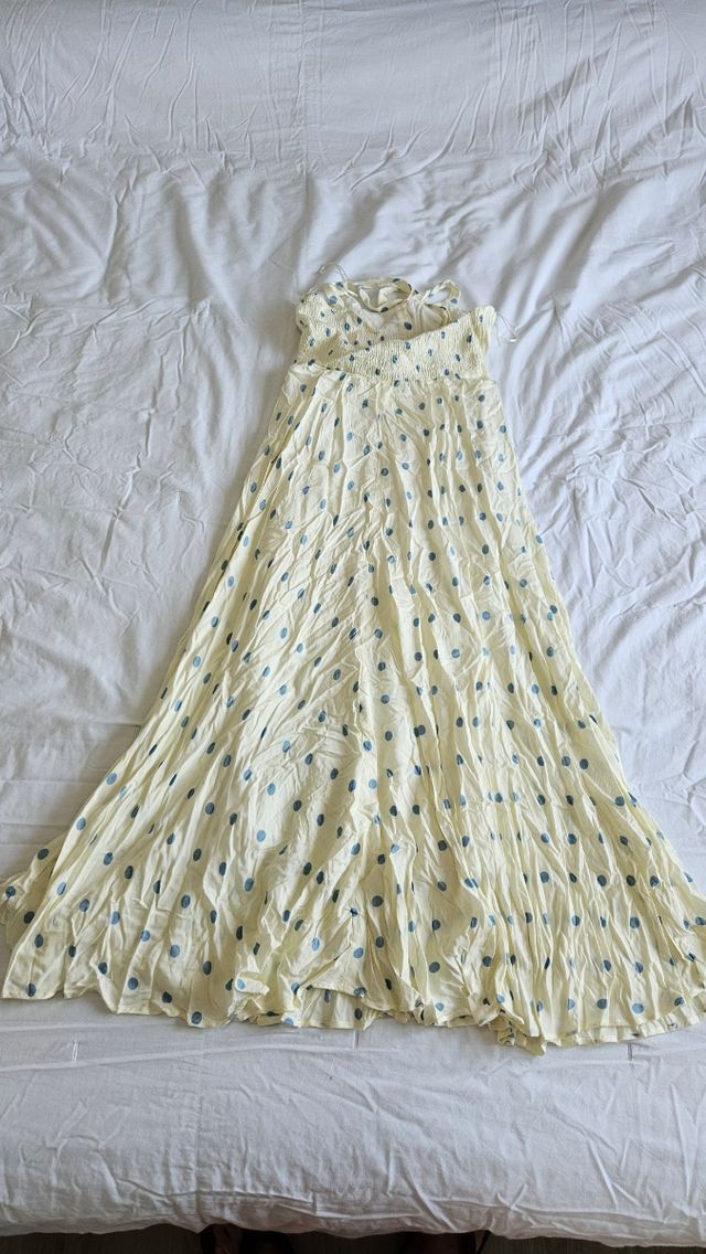 Vestido lunares amarillo y azul